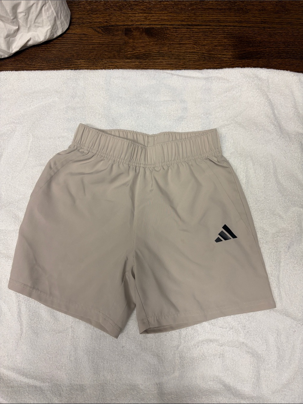 adidas Kids Beige Athletic Shorts with Black Logo